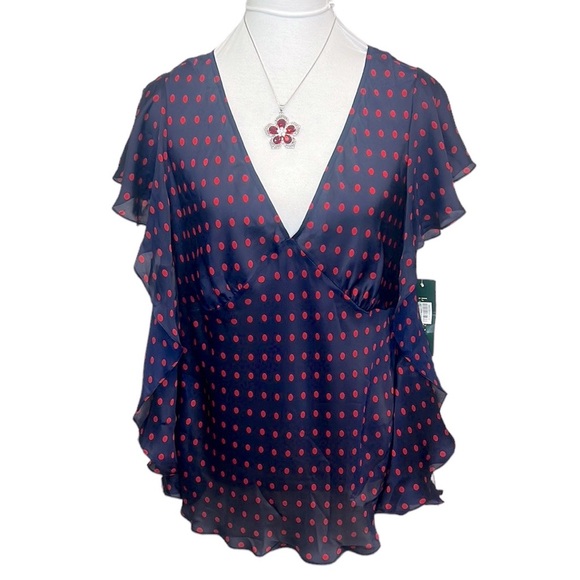 Ralph Lauren Polkadots Silk Blouse - Picture 1 of 5